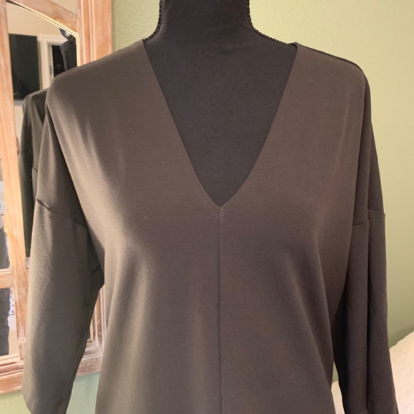 Bryn Walker black V-neck oversized long tunic top pockets Large Lagenlook L-XL - Picture 12 of 16